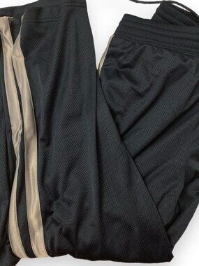 Old Navy Mens M sweatpants navy blue with silver double stripes zippered bottoms